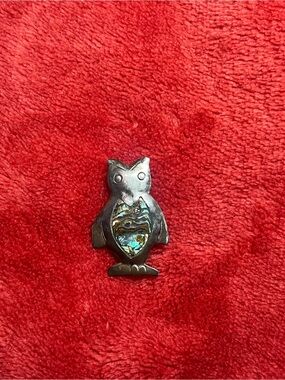 Cute Mexican sterling owel pin with abalone inaly